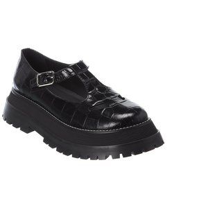 Burberry T Bar Croc-Embossed Leather Loafer